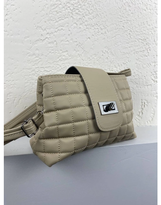 Krem Kapitone 2 Bölmeli Kalite Çanta CB8798