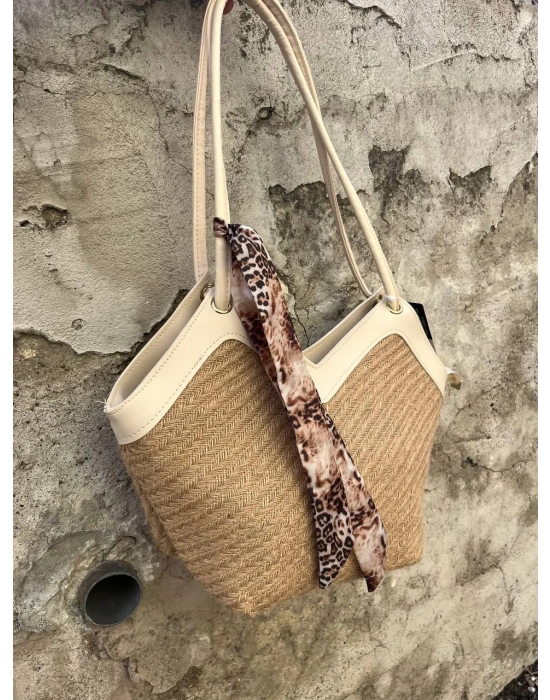 Krem Koyu Vizon Hasır Kol Çanta CB8194