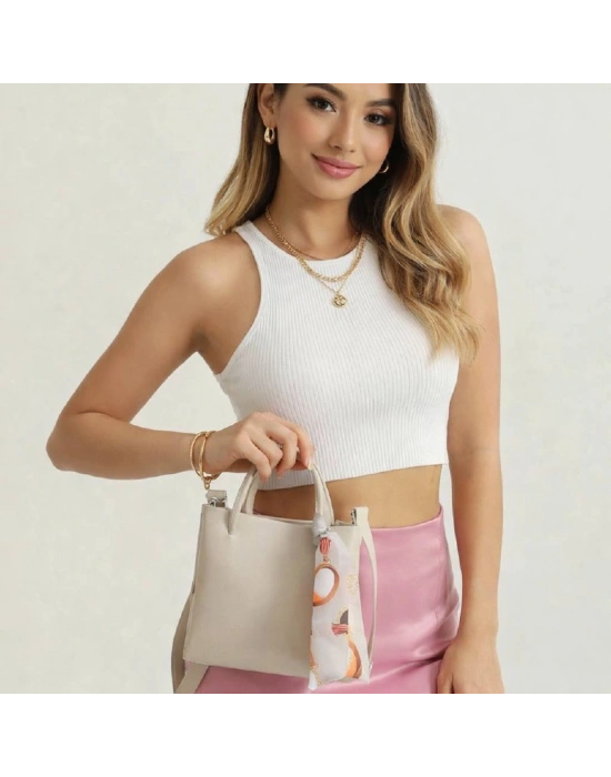 Krem MİNİ BOY Fularlı Çanta CB0000