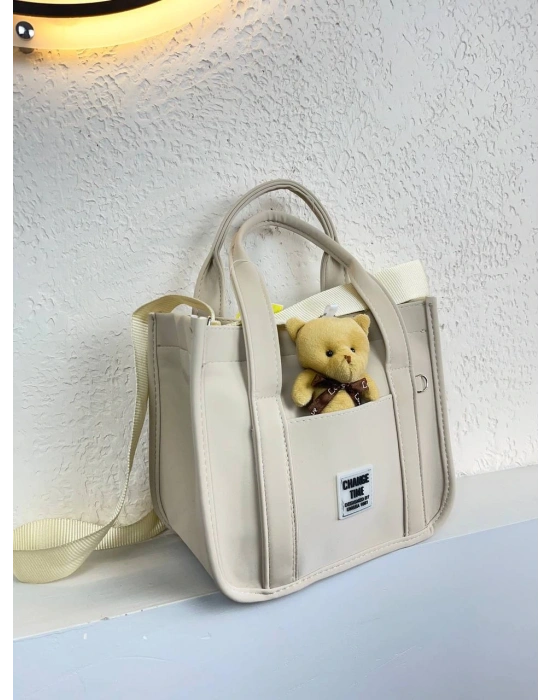 Krem Renk Ayıcıklı Hediyeli Çanta CB0283