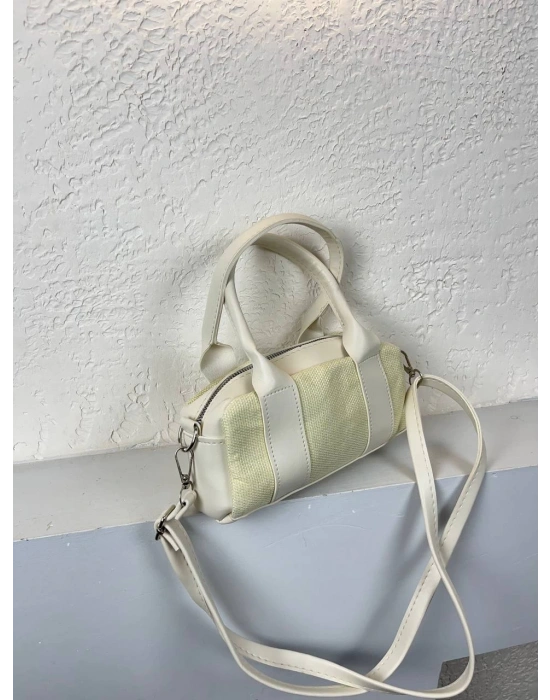Krem Renk Çizgili Çanta CB8262