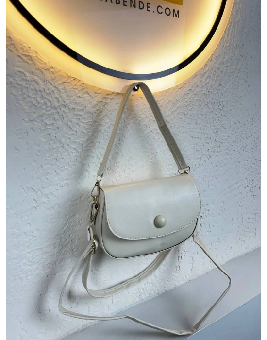 Krem Renk Düğmeli Çapraz Çanta CB98422