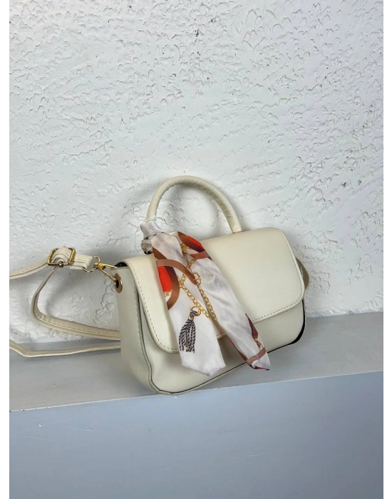 Krem Renk Kalıp FULARLI Çanta CB0241