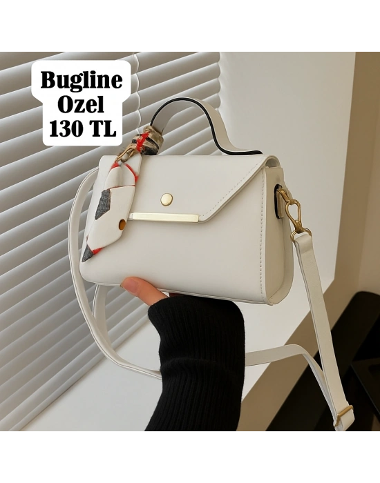 Krem Renk Kalıp Fularlı Çanta CB9145