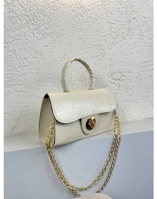 Krem Renk Kalıp Zincirli Çanta CB091487
