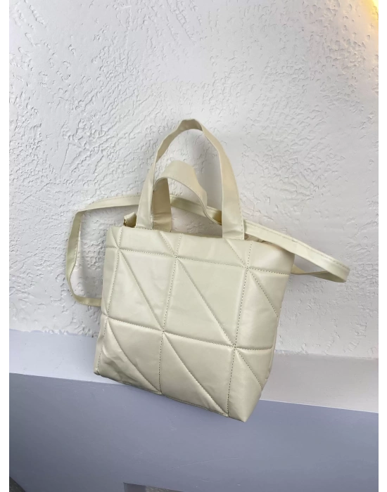 Krem Renk Kapitone Kol Çanta CB8203