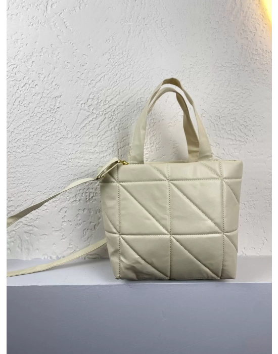 Krem Renk Kapitone Kol Çanta CB8203