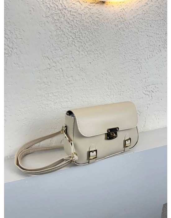 Krem Renk Önü Kemerli Çanta CB7463