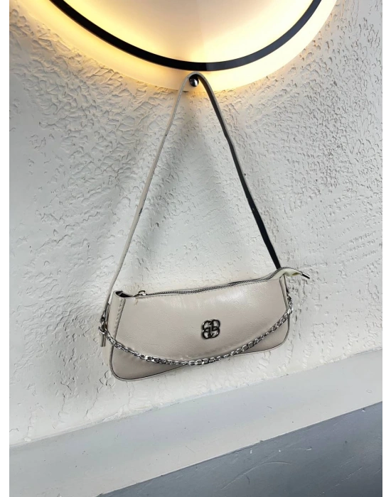 Krem Renk Önü Zincirli Çanta CB8911
