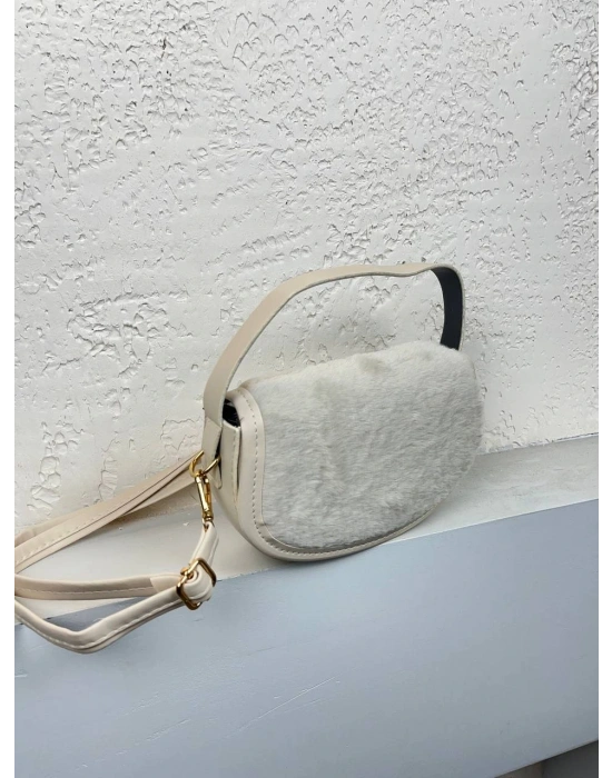 Krem Renk Peluş Çanta CB90913