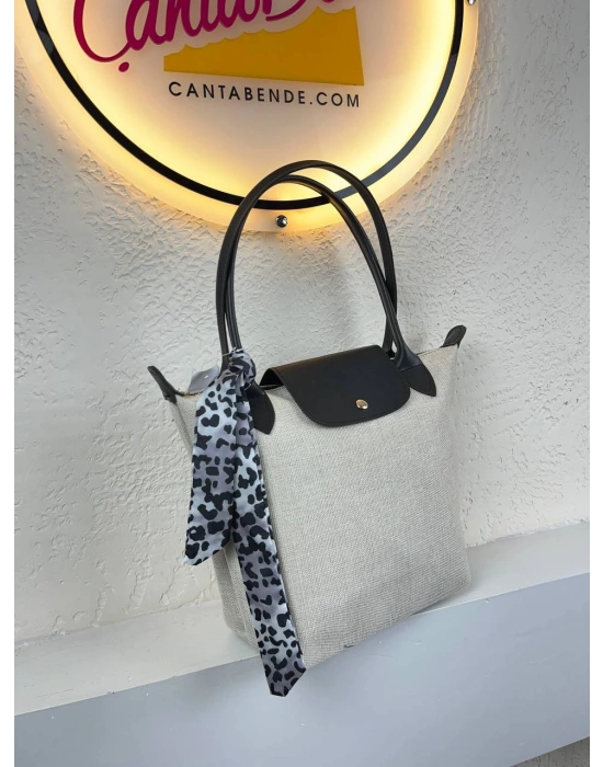 Krem Renk Siyah Sap Çanta CB0104