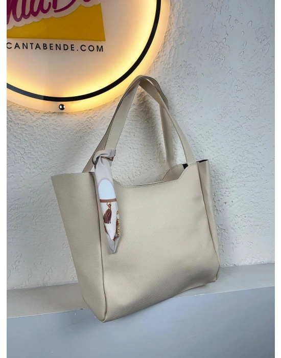 Krem Renk YENİ BÜYÜK BOY FULARLI Çanta CB90121