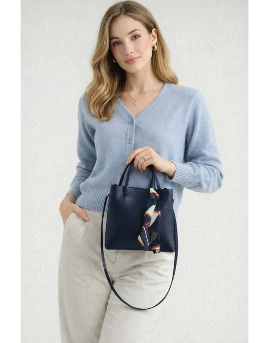 Lacivert MİNİ BOY Fularlı Çanta CB0000