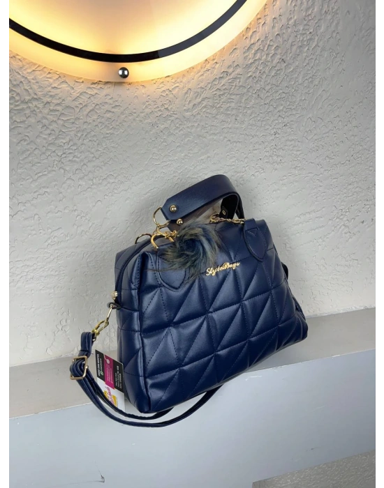 Lacivert Ponpon hediyeli Zincirli Çapraz Çanta CB7826