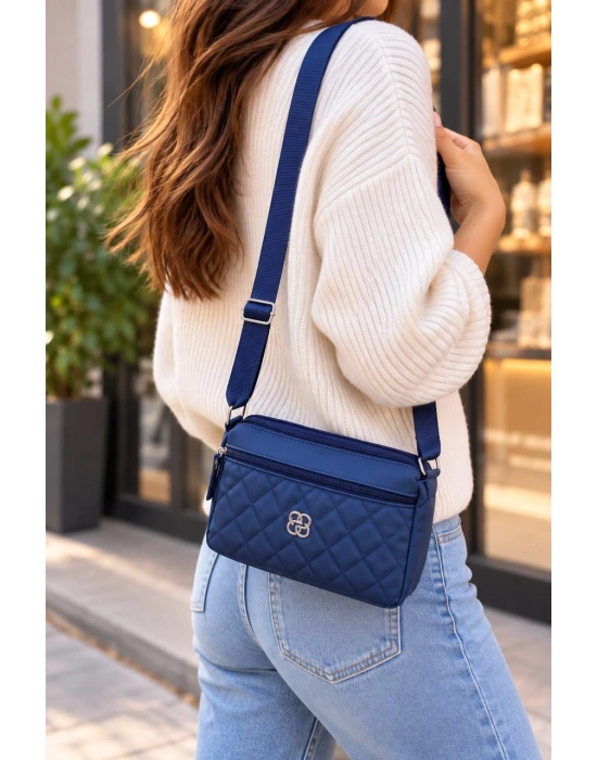 Lacivert Renk 3 Bölme Kapitone Çanta CB88992