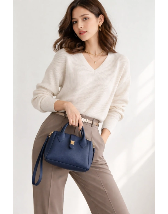 Lacivert Renk LAKOS Deri Çapraz Çanta CB72382