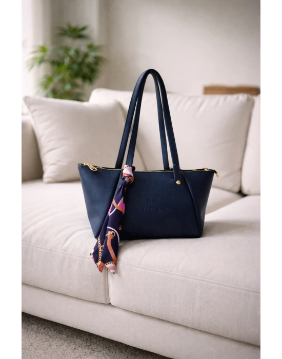 Lacivert Renk Lakos Fularlı Çanta CB72911