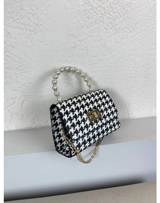 Magazin 2 Renk İncili Zincirli Çanta CB4178