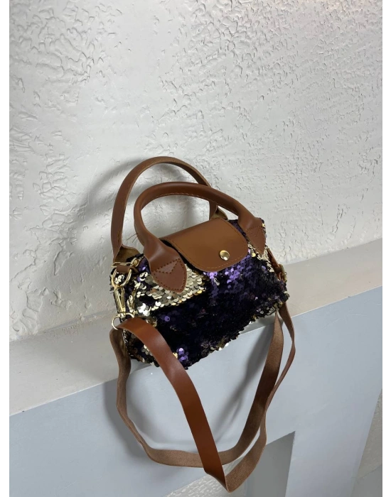 Mor Taba Saplı Pullu Çanta CB3209