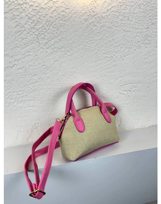 Pembe Renk KAMPANYA MİNİ HASIR Çanta CB8144