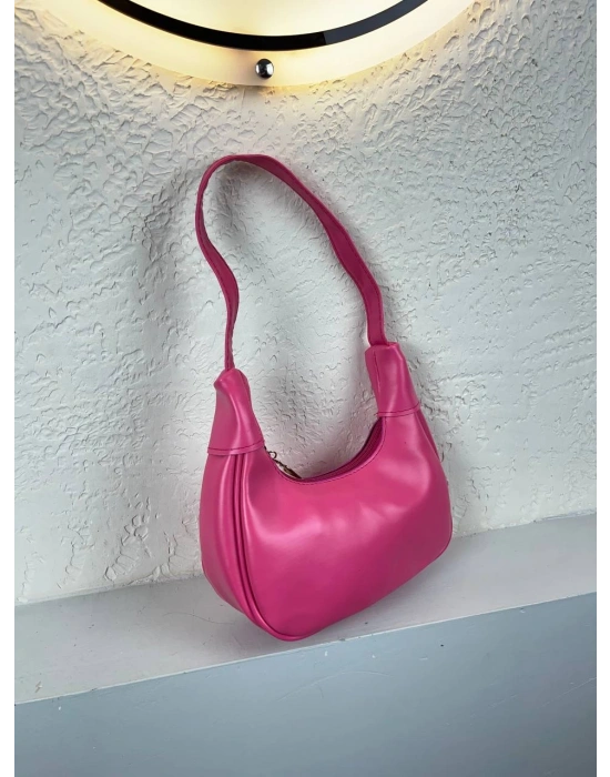 Pembe Renk Yumuşak Deri Baget Çanta CB2543