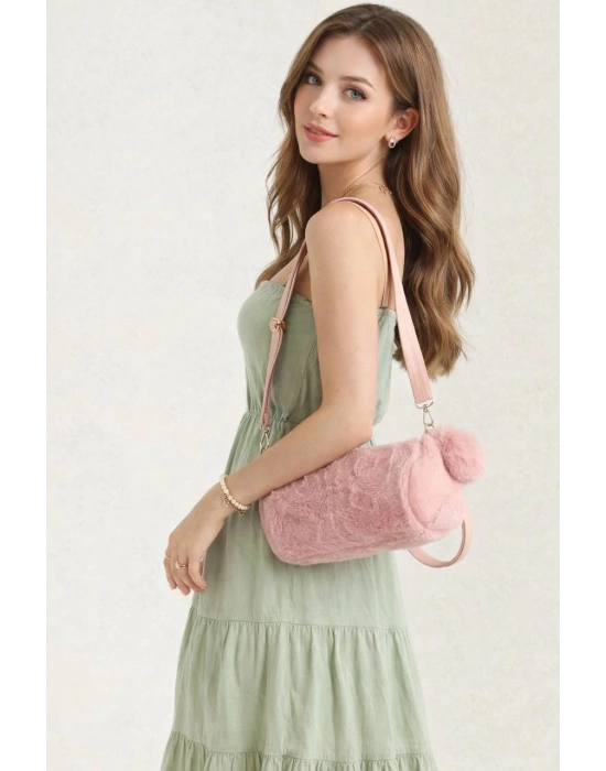 Pudra Renk PONPON PELUŞLU Çanta CB82191