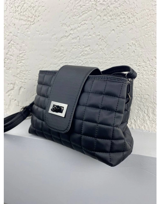 Siyah Kapitone 2 Bölmeli Kalite Çanta CB8798