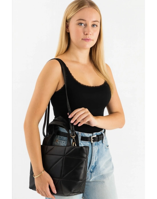 Siyah Kapitone Kol Çanta CB8203