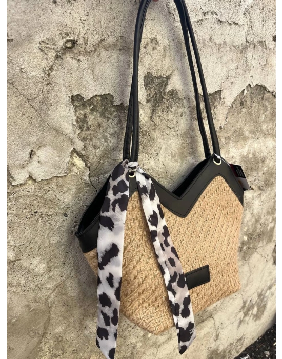 Siyah Koyu Vizon Hasır Kol Çanta CB8194