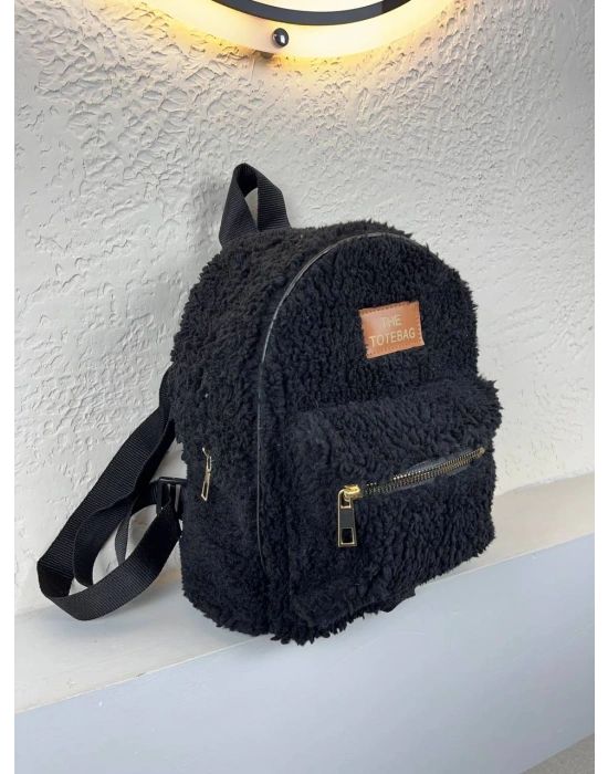 Siyah Peluş Sırt Çanta CB8527