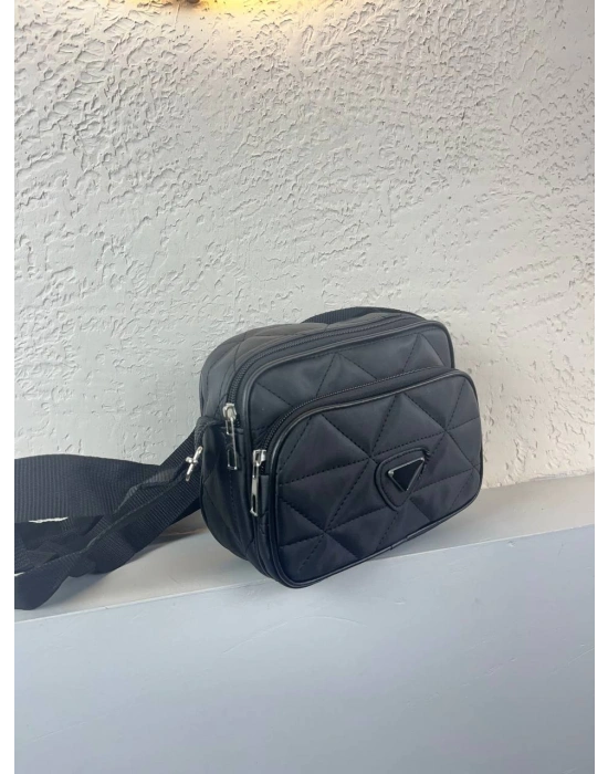 Siyah Renk 2 Bölme Kapitone Kücük Çanta CB0239