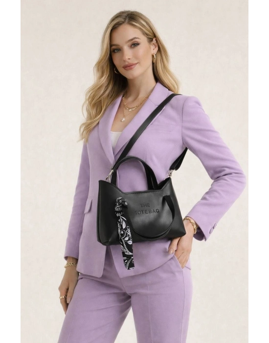 Siyah Renk Fular Detaylı Deri Çanta CB78133