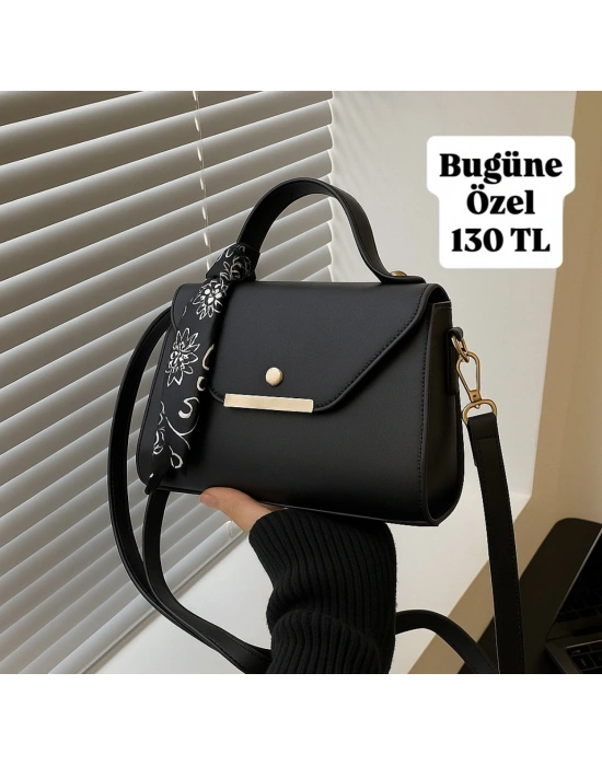 Siyah Renk Kalıp Fularlı Çanta CB9145