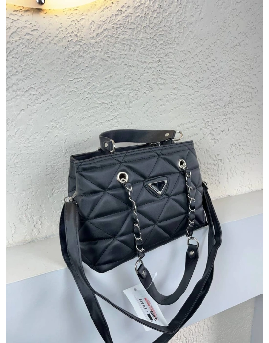 Siyah Renk Kapitone 2 Bölme Kalite Çanta CB8143