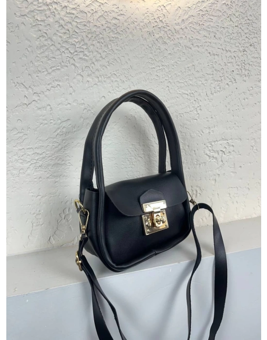 Siyah Renk Kilitli Çapraz Çanta CB6974