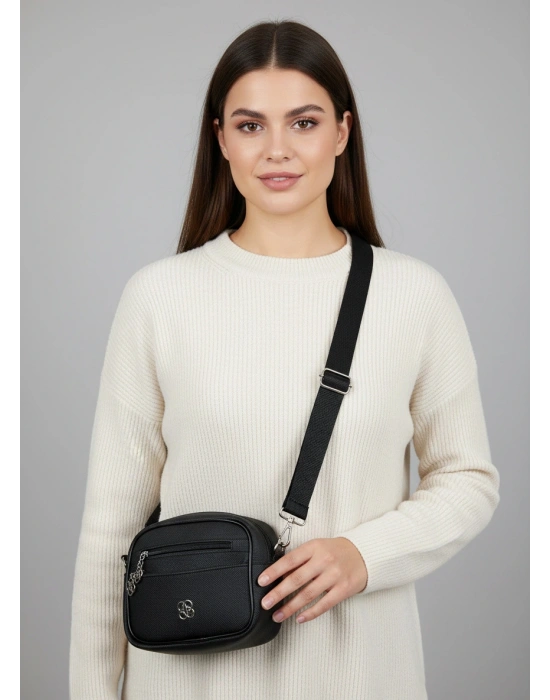 Siyah Renk Lakos 3 Bölme Çanta CB28177