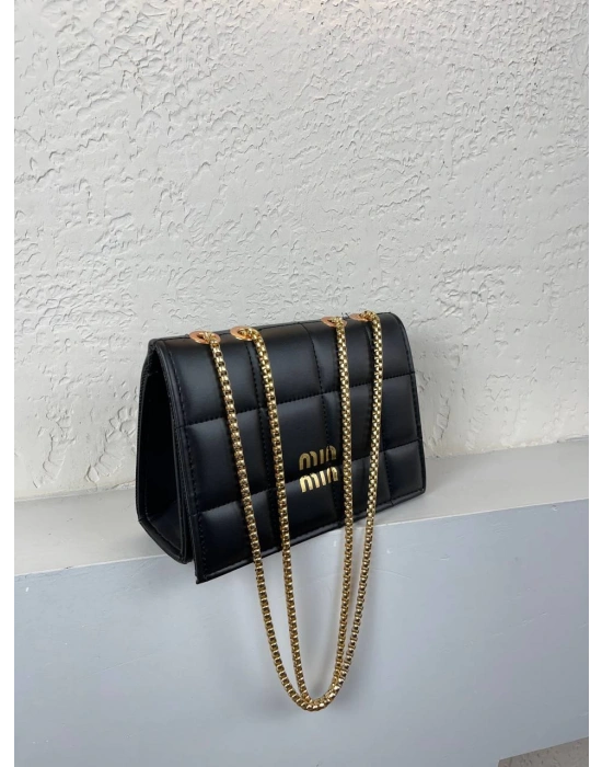 Siyah Renk MUI Kapitone Zincirli Çanta CB7496