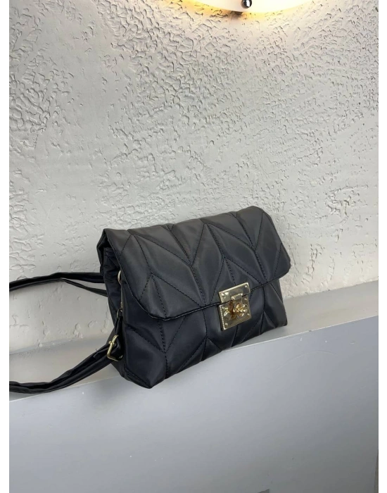 Siyah Renk Sarı Kilit 2 Bölme Çanta CB6279