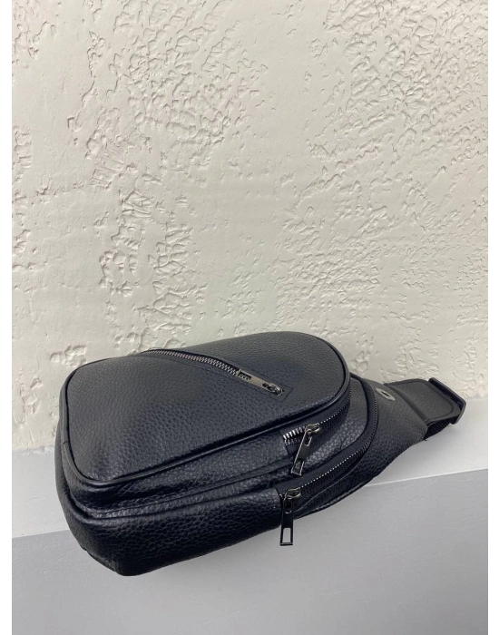 Siyah Renk Suni Deri Body Bag Çanta