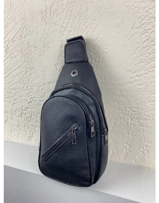 Siyah Renk Suni Deri Body Bag Çanta