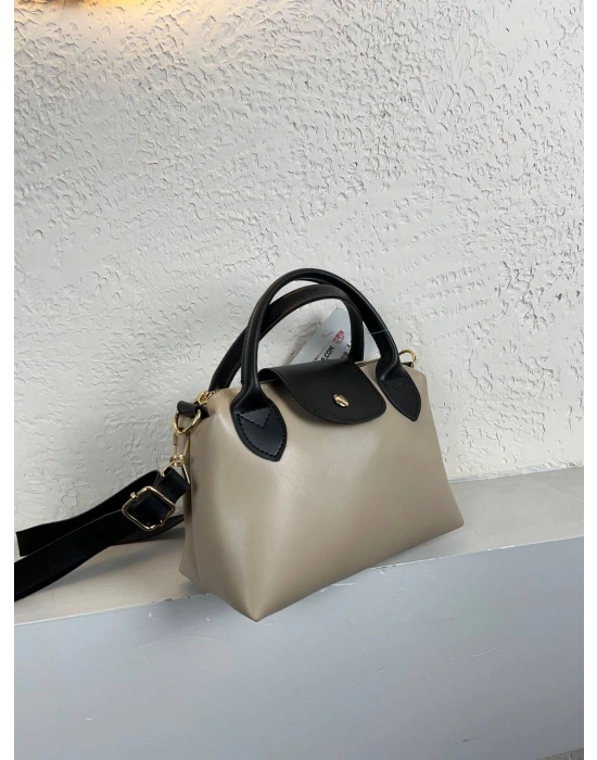 Siyah Sap Açık Vizon Çapraz Çanta CB08922