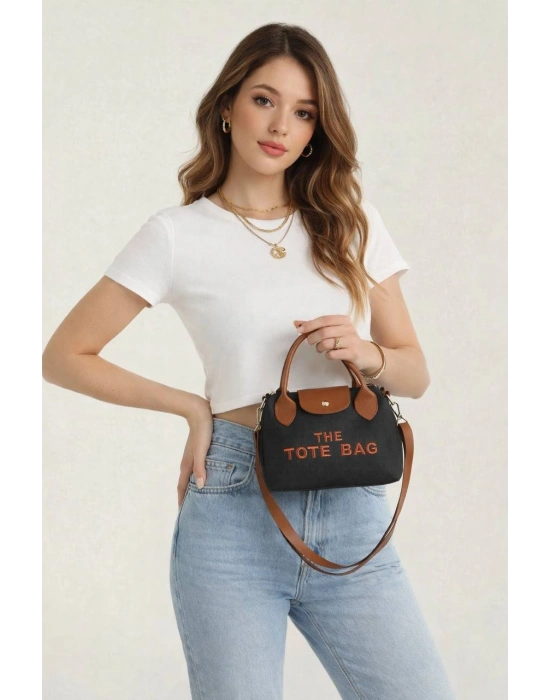 Siyah Tabalı Tote Çaptaz Çanta CB89814