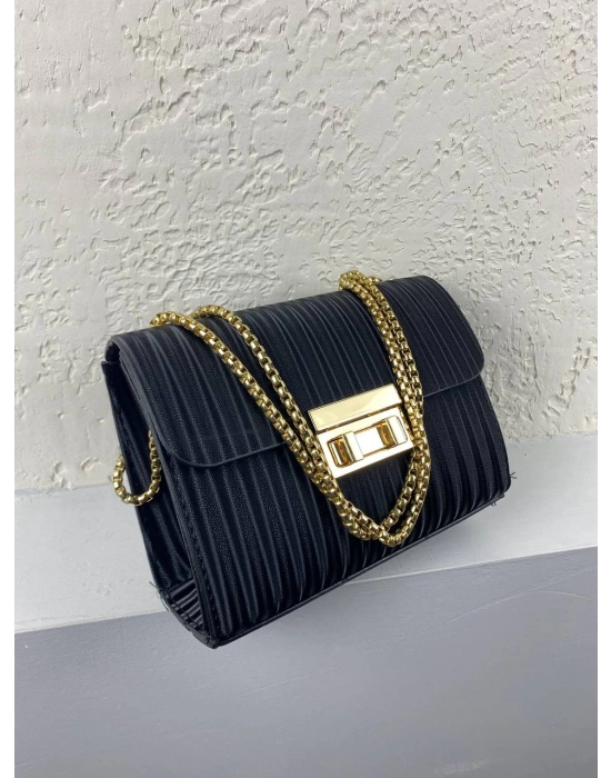 Siyah Zincir Detaylı Çapraz Çanta CB9103