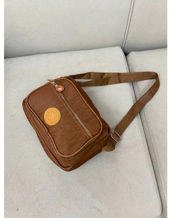 Taba Renk 3 Bölmeli Krinkıl Çapraz Çanta CB5279