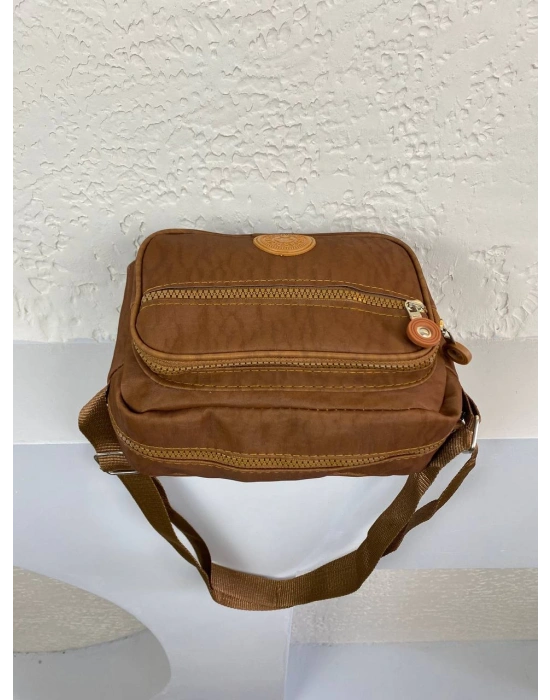 Taba Renk 3 Bölmeli Krinkıl Çapraz Çanta CB5279