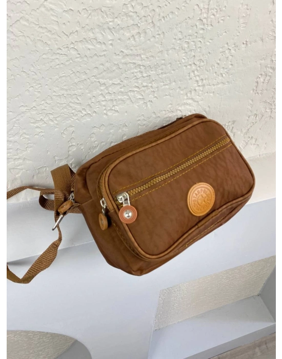 Taba Renk 3 Bölmeli Krinkıl Çapraz Çanta CB5279