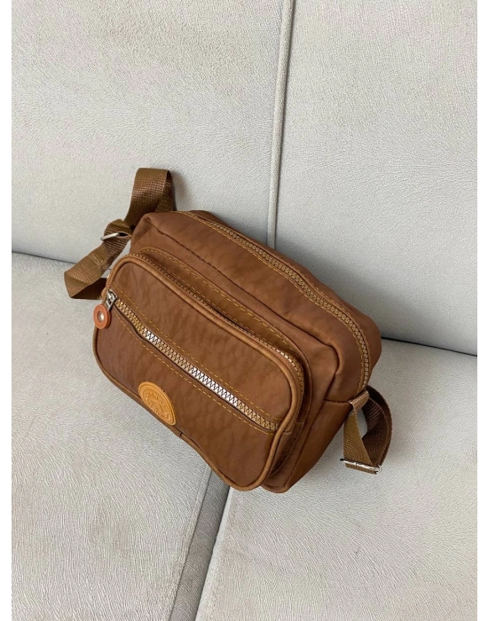 Taba Renk 3 Bölmeli Krinkıl Çapraz Çanta CB5279