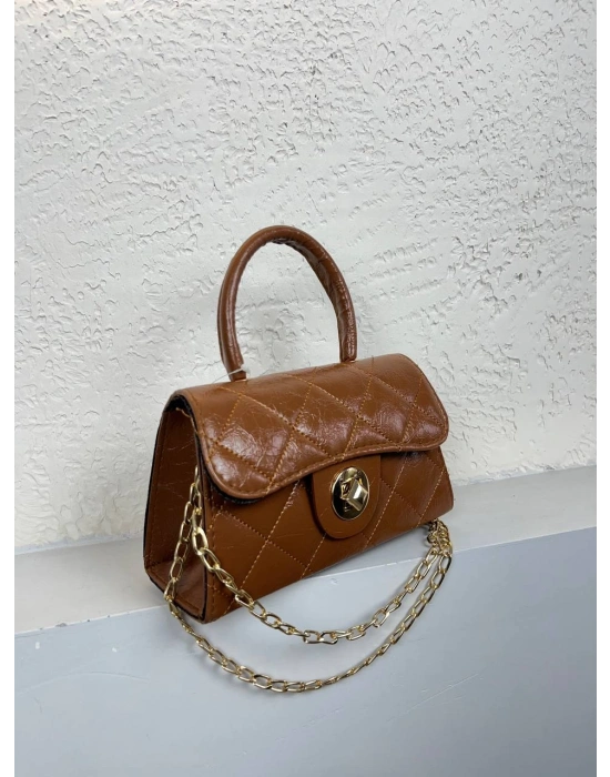 Taba Renk Kapitone Zincirli Çanta CB8134