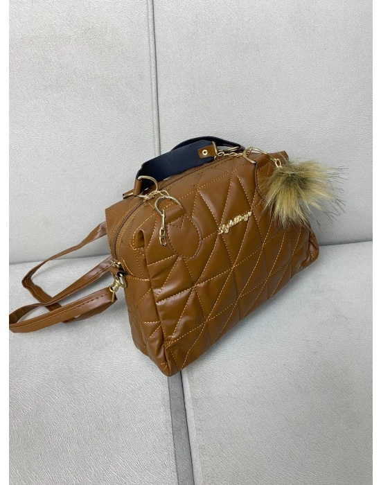 Taba Renk Ponpon hediyeli Zincirli Çapraz Çanta CB7826