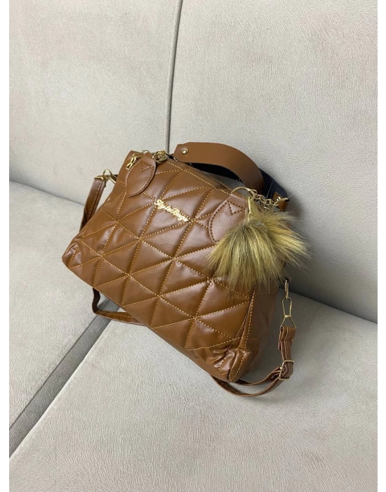 Taba Renk Ponpon hediyeli Zincirli Çapraz Çanta CB7826